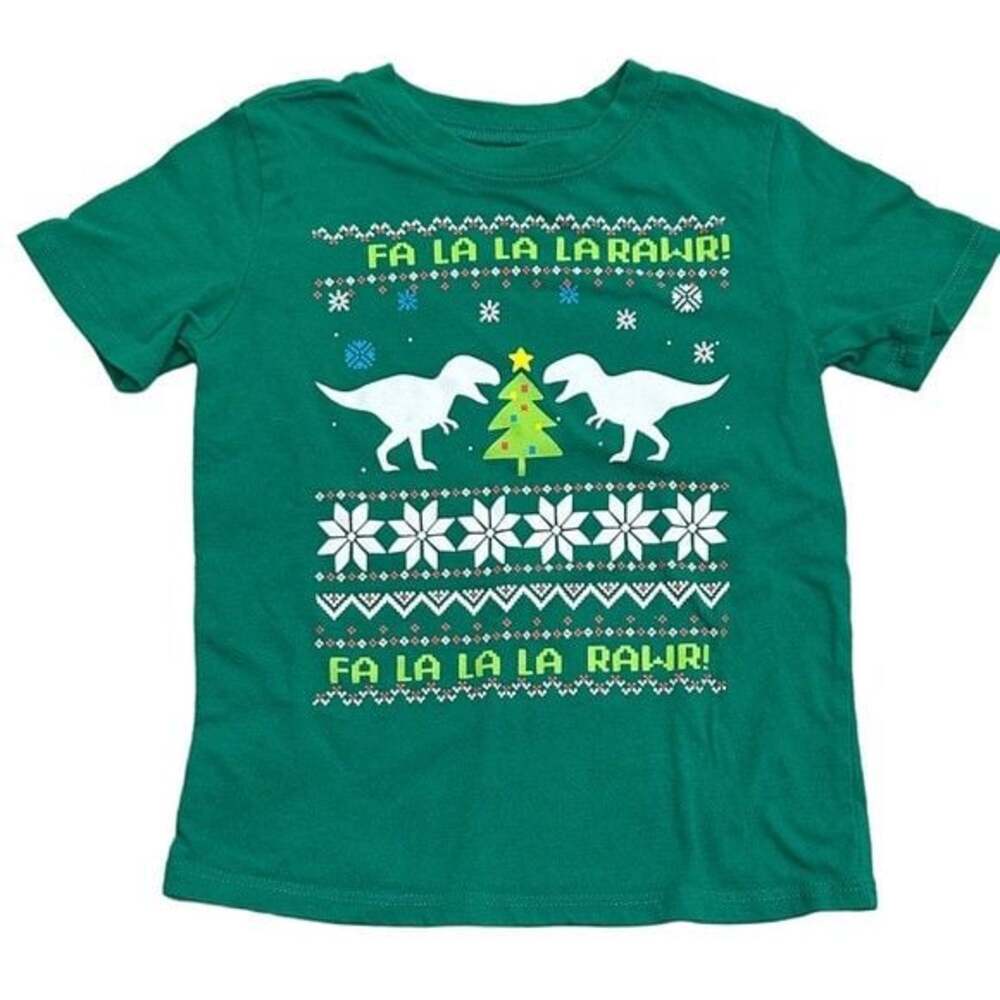 Toddler Boy’s Christmas Dinosaur T-Shirt Size 3T